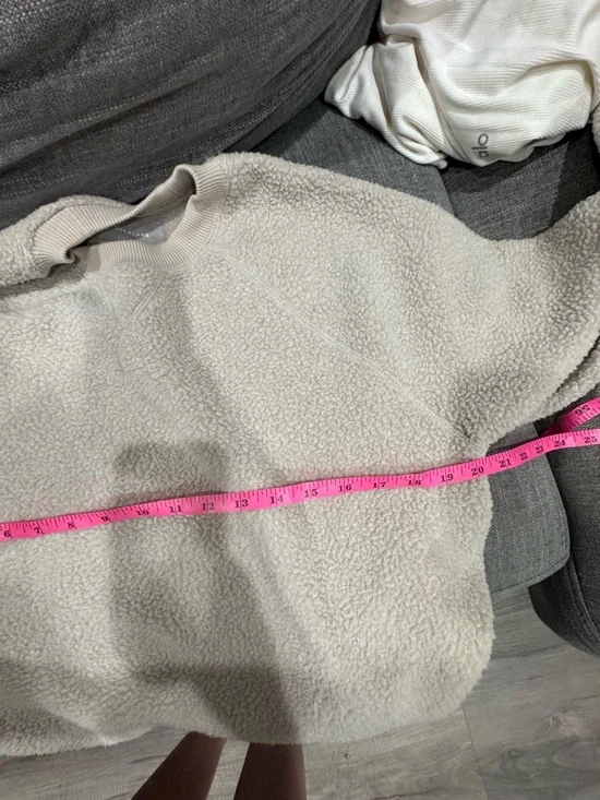 Everlane ReNew Fleece Sweatshirt Beige Oatmeal Teddy Crewneck Cozy Pullover L - Picture 6 of 7